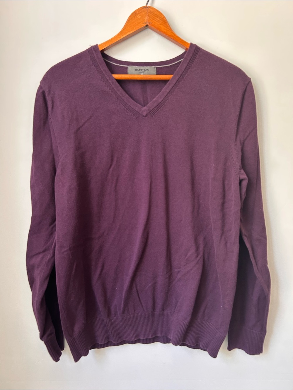 Burton London Medium Purple V-Neck Knit Jumper Pullover Sweater‎ 365